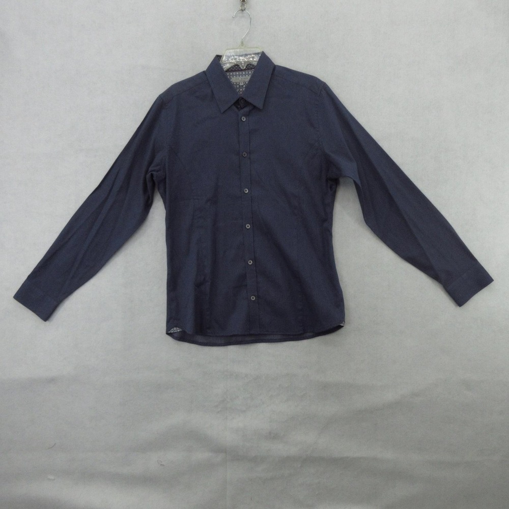 Ted Baker Shirt Mens Large Blue Pinstripe Stretch Long Sleeve Button Up Dress